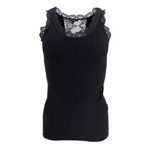 Ivy Rib Vest Top in Black