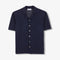 UNFEIGNED Button Down Velour Polo Shirt in Navy Blue