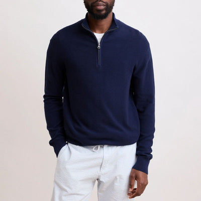 HARTFORD Pique Trucker Pullover in Navy