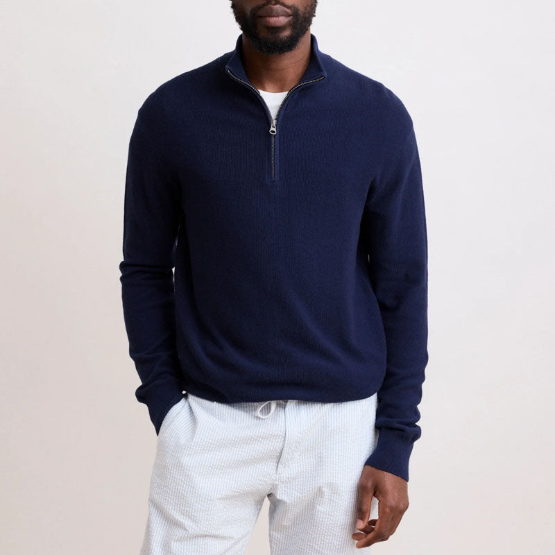 HARTFORD Pique Trucker Pullover in Navy