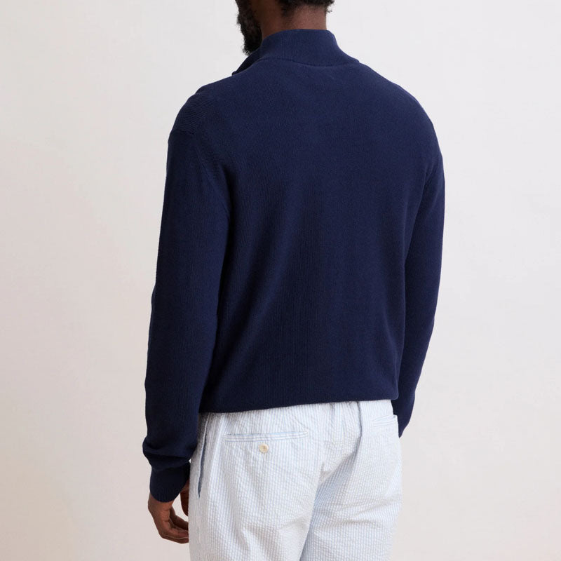 HARTFORD Pique Trucker Pullover in Navy