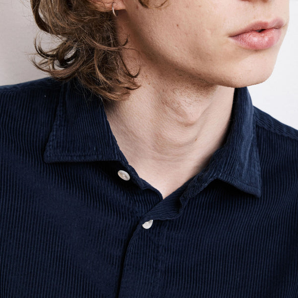 HARTFORD Paul Pat Cotton Shirt in Dark Navy