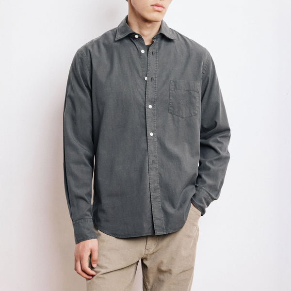 HARTFORD Paul Pat Woven Mix Shirt in Military Green