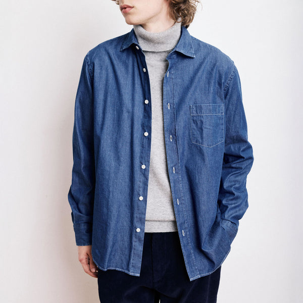 HARTFORD Paul Cotton Shirt in Indigo