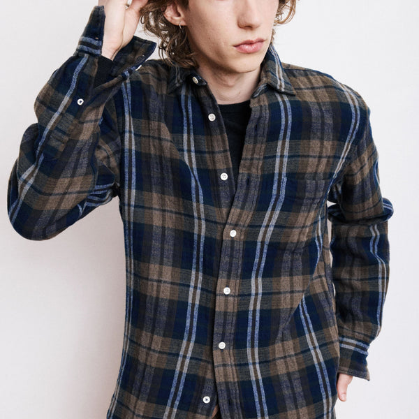 HARTFORD Paul Shirt in Military Green & Blue