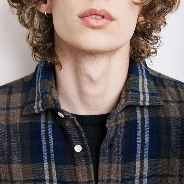 HARTFORD Paul Shirt in Military Green & Blue