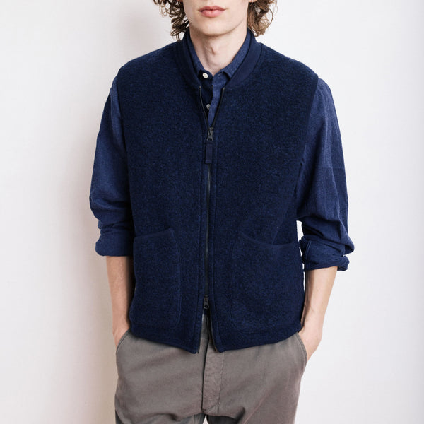 HARTFORD Boiled Wool Vest in Navy