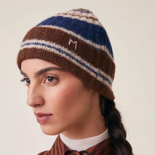 MOISMONT Skye No217 Stripe Beanie Hat in Joker Comedia