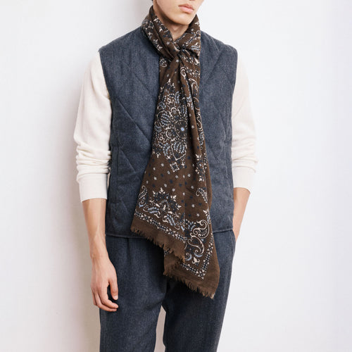 HARTFORD Wool Bandana Scarf in Military Green