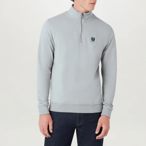 BELSTAFF Quarter Zip Sweatshirt in Quarry/Blue