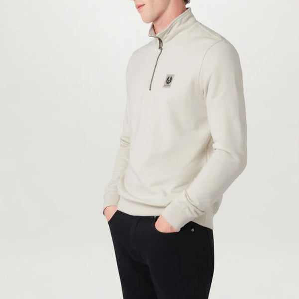 BELSTAFF Quarter Zip Sweatshirt in Silver Birch