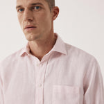 HARTFORD Paul Pat Linen Shirt in Pinky