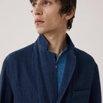 HARTFORD Jobby Pat Linen Jacket in Navy Blue
