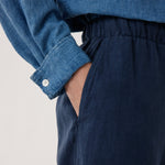 HARTFORD Joggy Linen Pants in Navy Blue
