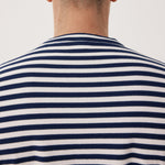 HARTFORD Crew Stripe T Shirt in Navy/Eggshell