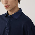 HARTFORD Light Fleece Rugby Shirt in Marine Blue