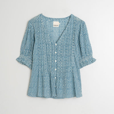 INDI & COLD V Neck Blouse in Indigo