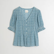 INDI & COLD V Neck Blouse in Indigo