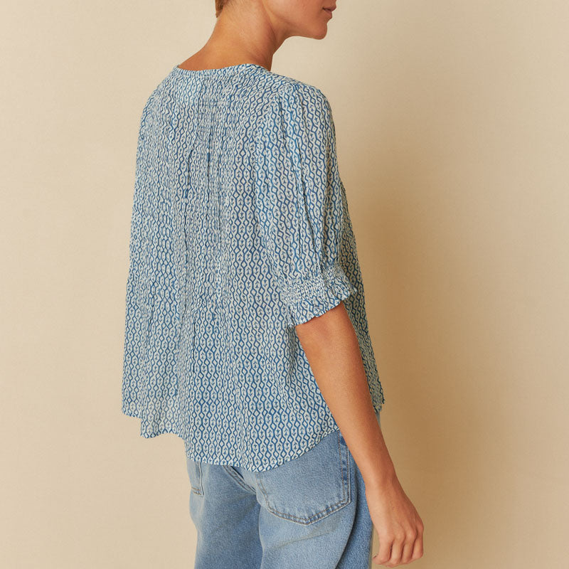 INDI & COLD V Neck Blouse in Indigo