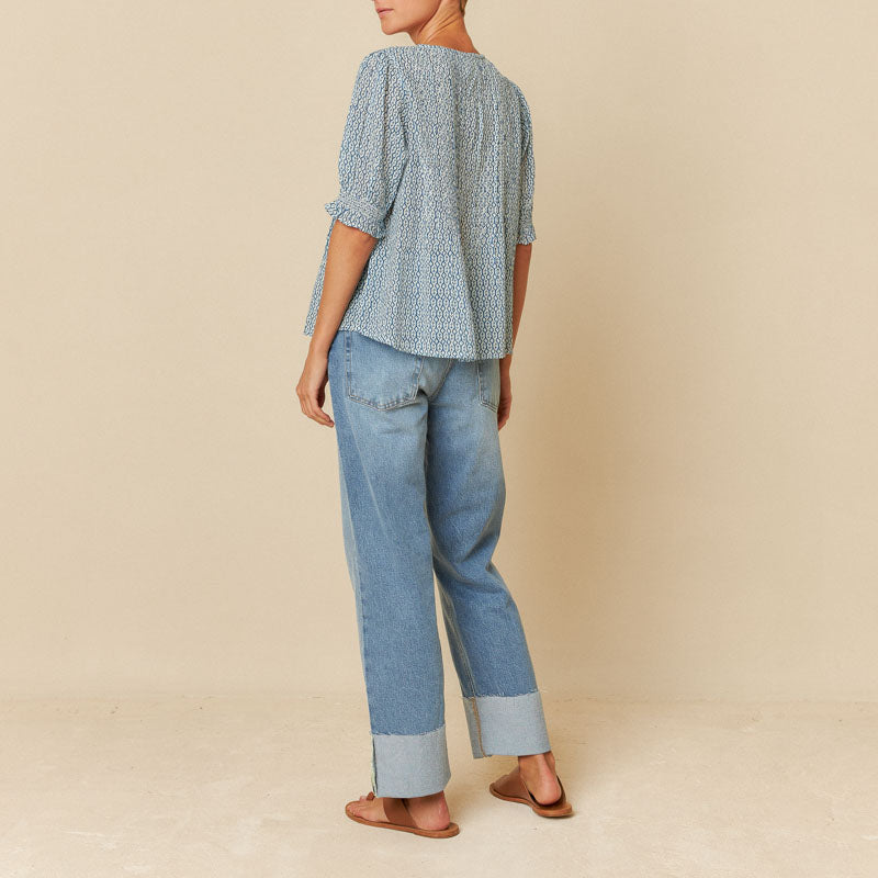 INDI & COLD V Neck Blouse in Indigo