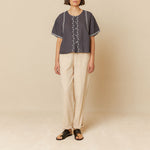 INDI & COLD Embroidered Trapeze Shirt in Charcoal