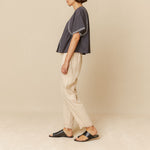 INDI & COLD Embroidered Trapeze Shirt in Charcoal