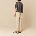 INDI & COLD Embroidered Trapeze Shirt in Charcoal