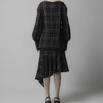 EMIN PAUL Volume Sleeve Blouse in Navy Check