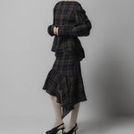 EMIN PAUL Volume Sleeve Blouse in Navy Check