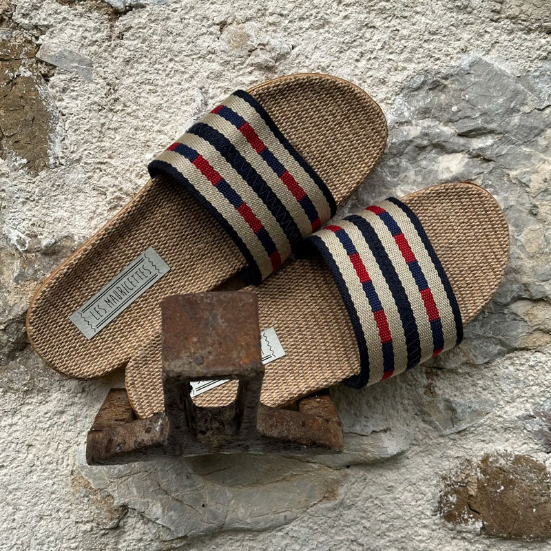 LES MAURICETTES Brigitte Sandals in Blue/Red