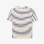 UNFEIGNED Basic Terry Stripe T Shirt in Raw/Royal Blue