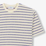 UNFEIGNED Basic Terry Stripe T Shirt in Raw/Royal Blue