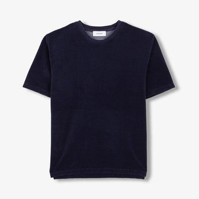UNFEIGNED Basic Velour T Shirt in Navy Blue