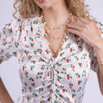 NEW DAY ORIGINALS Babbington Satin Viscose Dress in Strawberries & Cream