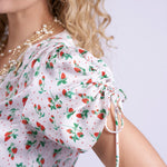 NEW DAY ORIGINALS Babbington Satin Viscose Dress in Strawberries & Cream