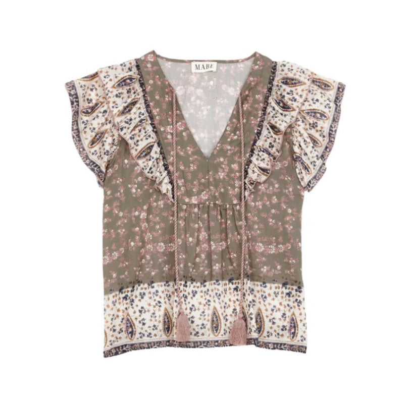 M.A.B.E Bani Print Frill Top in Multi