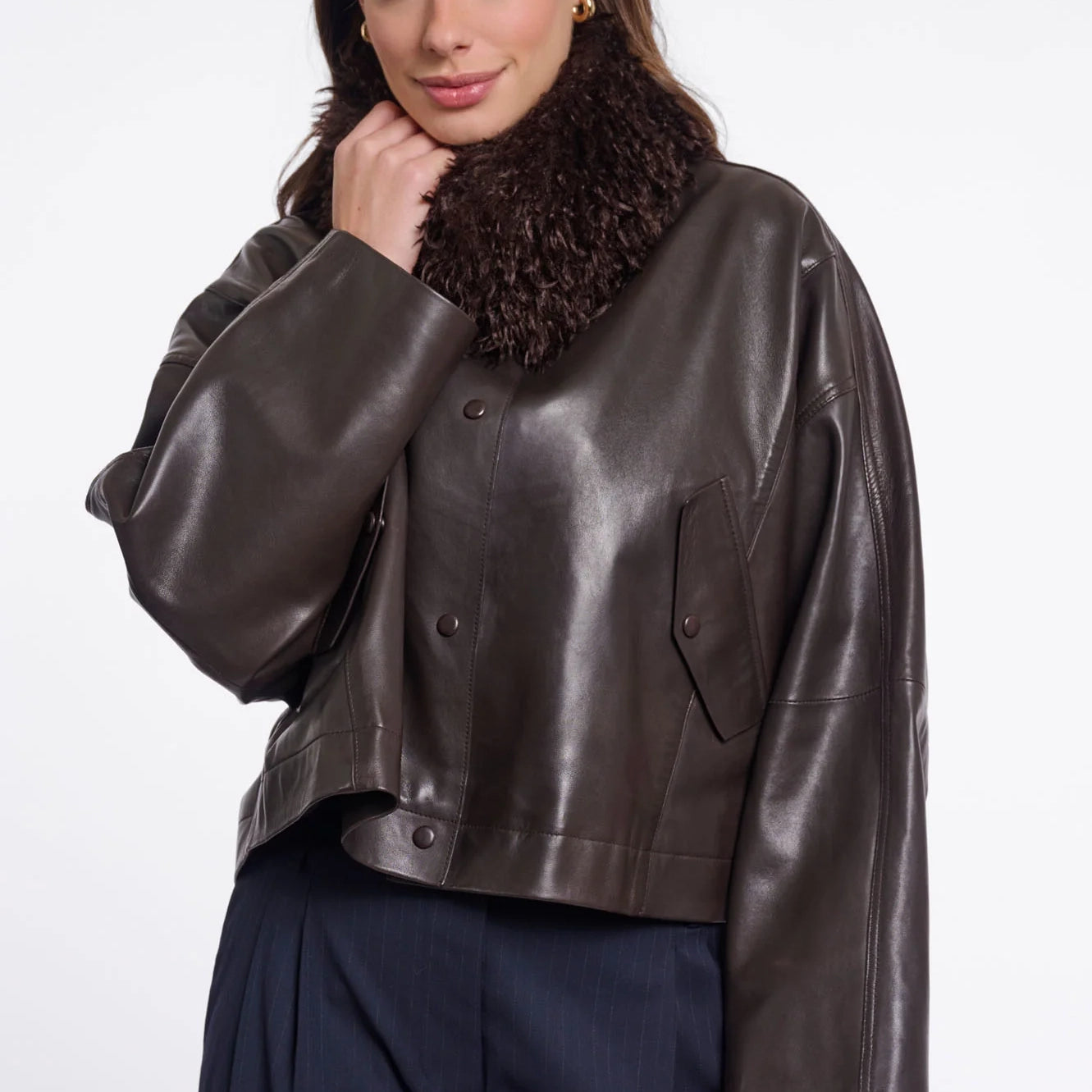 RINO & PELLE Banu Scarf with Magnet in Coffee Roast