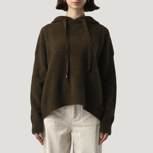 ORFEO Bartola Knitted Hoodie in Khaki