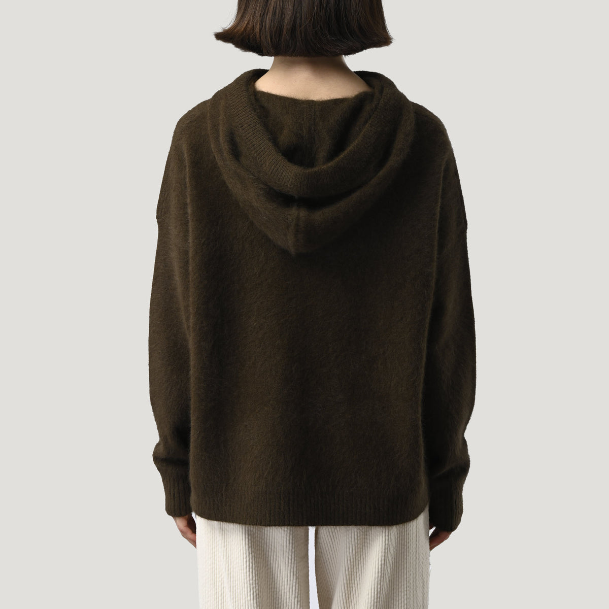 ORFEO Bartola Knitted Hoodie in Khaki