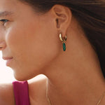 EDBLAD Beach Crystal Hoops in Green/Gold