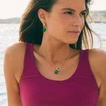EDBLAD Beach Crystal Hoops in Green/Gold