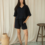 BEAUMONT ORGANIC Ameera Cheesecloth Shirt in Black