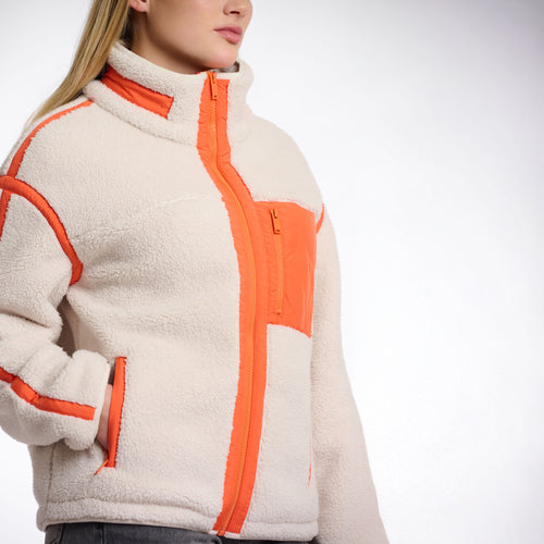 RINO & PELLE Bisma Teddy Cropped Jacket in Birch/Orange