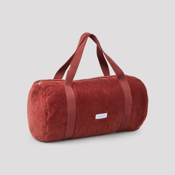 LES PENSIONNAIRES Corduroy Bowling Bag in Rust Red