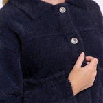 RINO & PELLE Bubbly Boxy Jacket in Dark Navy
