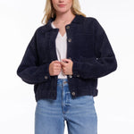 RINO & PELLE Bubbly Boxy Jacket in Dark Navy