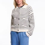 RINO & PELLE Bubbly Boxy Striped Jacket in Black/White