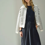 RINO & PELLE Bubbly Boxy Striped Jacket in Black/White