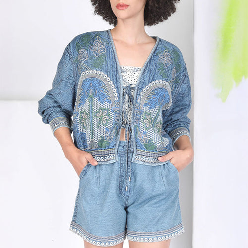 CONDITIONS APPLY Myrla Coverup Shirt in Denim Blue
