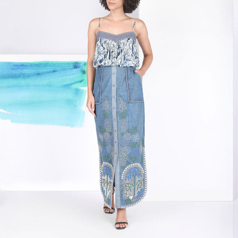 CONDITIONS APPLY Maliyah Skirt in Denim Blue